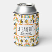 Niedliche Hummel und Regenbogen Muster Babydusche Dosenkühler (Kanne Rückseite)