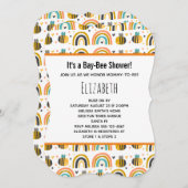 Niedliche Hummel und Regenbogen Muster Babydusche Einladung (Vorne/Hinten)