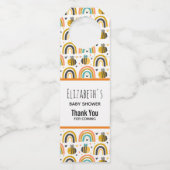 Niedliche Hummel und Regenbogen Muster Babydusche Flaschenanhänger (Vorderseite)