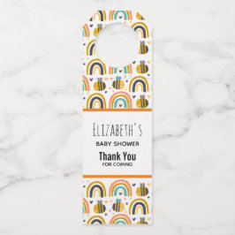 Niedliche Hummel und Regenbogen Muster Babydusche Flaschenanhänger