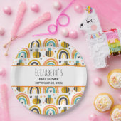 Niedliche Hummel und Regenbogen Muster Babydusche Pappteller (Party)