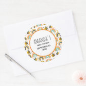 Niedliche Hummel und Regenbogen Muster Babydusche Runder Aufkleber (Umschlag)