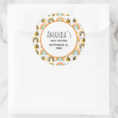 Niedliche Hummel und Regenbogen Muster Babydusche Runder Aufkleber (Tasche)