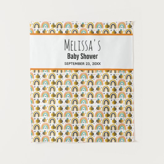 Niedliche Hummel und Regenbogen Muster Babydusche Wandteppich (Vorderseite)