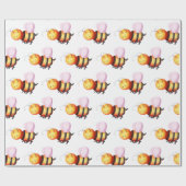Niedliche Hummelbiene mit rosa Flügel Gemustert Wr Geschenkpapier (Flach)