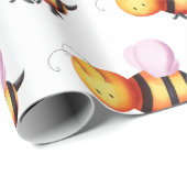 Niedliche Hummelbiene mit rosa Flügel Gemustert Wr Geschenkpapier (Rolleneckpunkt)