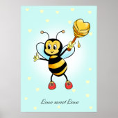 Niedliche Hummelbiene und Honigwabenbäume mit Herz Poster (Vorne)
