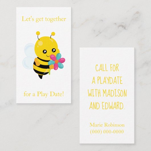 Niedliche Hummelblume Telefonnummerkarte (Vorne/Hinten)