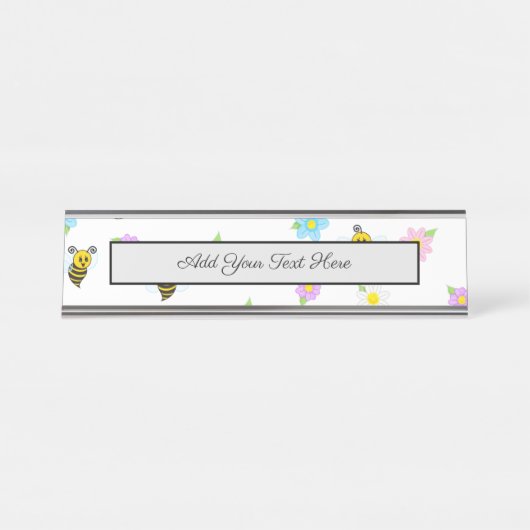 Niedliche Hummelblüte Gelbe Hummelblüte Schreibtischnamensplakette (Vorderseite )