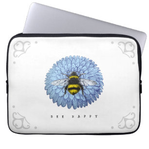 Niedliche Hummeln auf Blaue Blume Laptopschutzhülle