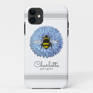 Niedliche Hummeln auf blauer Blume Name hinzufügen Case-Mate iPhone Hülle
