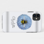 Niedliche Hummeln auf blauer Blume Name hinzufügen Case-Mate iPhone Hülle (Rückseite (Horizontal))