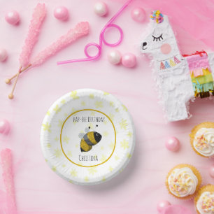Niedliche Hummeln Gelb und Schwarz   HapBee Birthd Pappteller