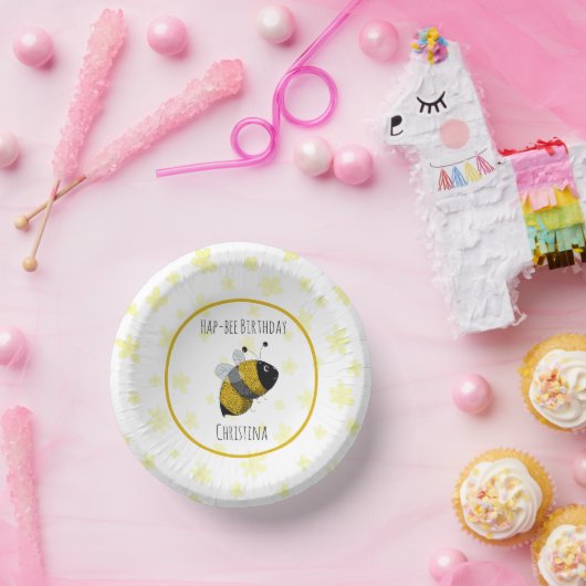 Niedliche Hummeln Gelb und Schwarz | HapBee Birthd Pappteller (Party)