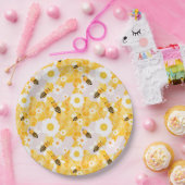Niedliche Hummeln-Gelbe Honey-Comb-Babydusche Pappteller (Party)