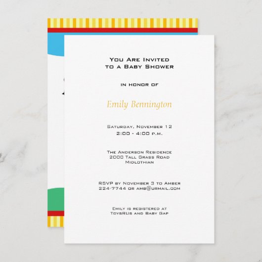 Niedliche Hummeln Kinderdusche Einladung (Vorne/Hinten)