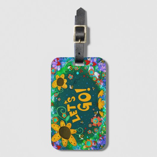 Niedliche Hummeln Lasse Hübsche Inspirivity Floral Gepäckanhänger (Vorderseite Vertikal)