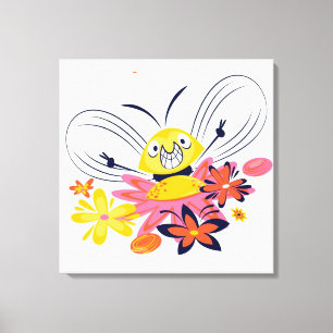 Niedliche Hummeln und Blume Canvas drucken Leinwanddruck