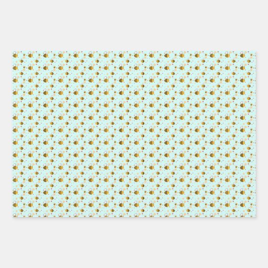 Niedliche Hummeln und Blume Geschenkpapier Set (Vorderseite 3)
