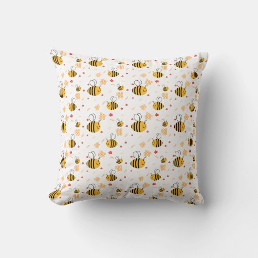 Niedliche Hummeln und Blume Kissen (Vorderseite)