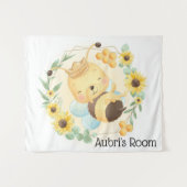 Niedliche Hummeln und Sonnenblumen Wandteppich (Vorderseite (Horizontal))