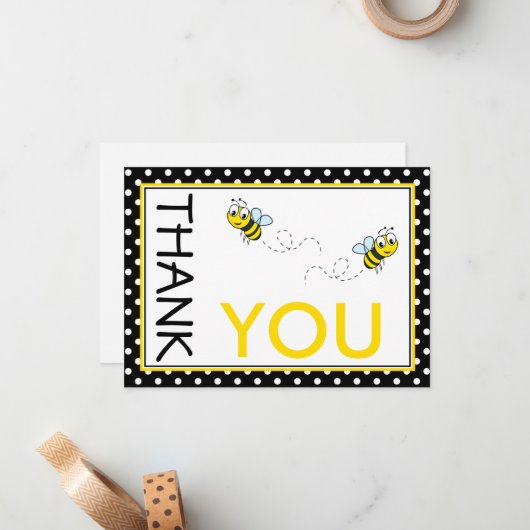 Niedliche Hummeln Vielen Dank Note Card Mitteilungskarte (Vorderseite/Rückseite Beispiel)