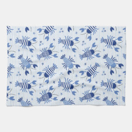 Niedliche Hummer auf hellblauen und weißen Streife Geschirrtuch