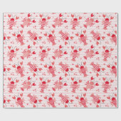 Niedliche Hummer auf hellrosa, weiße Streifen Geschenkpapier (Flach)