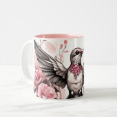 Niedliche Hummingbird-Designs auf Zwei-Tone-Kaffee Zweifarbige Tasse (Vorderseite Links)