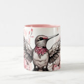 Niedliche Hummingbird-Designs auf Zwei-Tone-Kaffee Zweifarbige Tasse (Mittel)