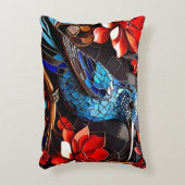 Niedliche Hummingbird-Mosaike Dekokissen (Vorderseite(Vertikal))