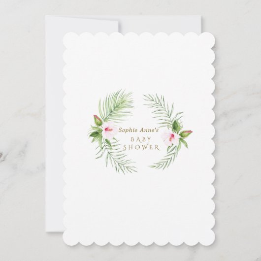 Niedliche Hummingbird Tropical Blume Kinderdusche Einladung (Rückseite)