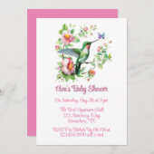 Niedliche Hummingbird und Butterfly Girl Babydusch Einladung (Vorne/Hinten)