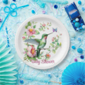 Niedliche Hummingbird und Butterfly Girl Babydusch Pappteller (Party)