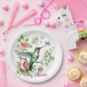 Niedliche Hummingbird und Butterfly Girl Babydusch Pappteller (Party)