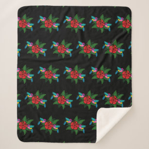 Niedliche Hummingsvögel auf Hibiskus Blume Cartoon Sherpadecke