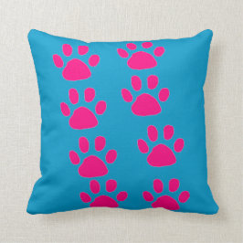 NIEDLICHE HÜNDCHEN-TATZEN-DRUCKthrow-KISSEN - ROSA Kissen