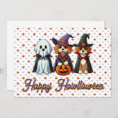 Niedliche Hunde als Gespenst, Hexe & Vampire Einladung (Vorne/Hinten)