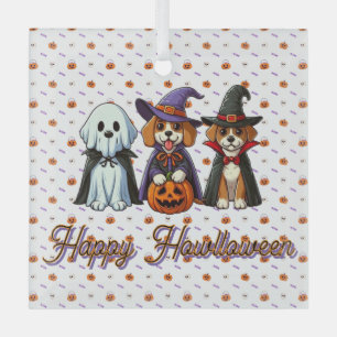 Niedliche Hunde als Gespenst, Hexe & Vampire Ornament Aus Glas