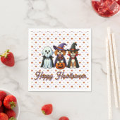 Niedliche Hunde als Gespenst, Hexe & Vampire Serviette (Beispiel)