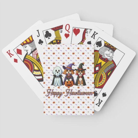 Niedliche Hunde als Gespenst, Hexe & Vampire Spielkarten (Rückseite)