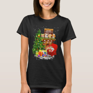 Niedliche Hunde am Kamin Frohe Weihnachtsfrau T-Shirt