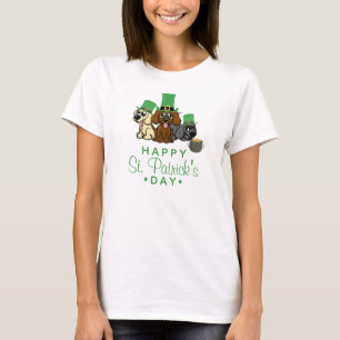 Niedliche Hunde am St. Patrick's Day Leprechaun Ha T-Shirt