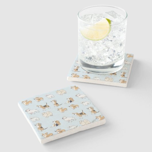 Niedliche Hunde anpassen Steinuntersetzer (Seitenansicht)