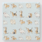 Niedliche Hunde anpassen Steinuntersetzer (Vorderseite)