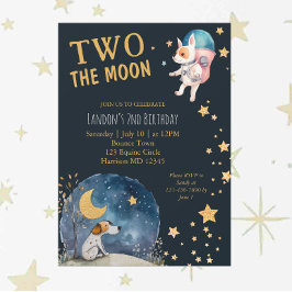 Niedliche Hunde auf dem Mond Jungs zum zweiten Geb Einladung