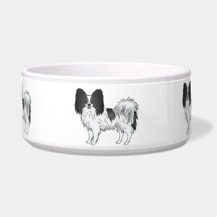 Niedliche Hunde aus schwarzem Papillon Napf