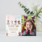 Niedliche Hunde Ballons Geburtstagsfoto Dankeskarte (Stehend Vorderseite)