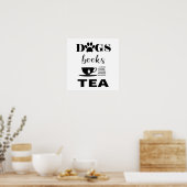 Niedliche Hunde Bücher Hot Tee Moderne Typografie Poster (Küche)