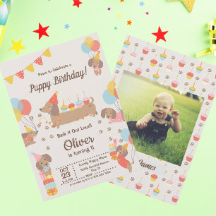 Niedliche Hunde Dackel Geburtstag Pawty Einladung
